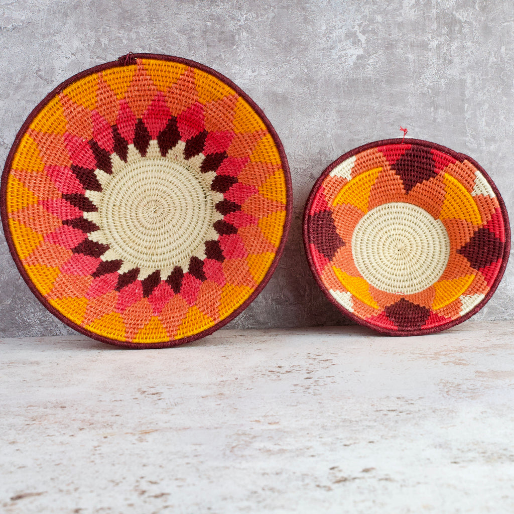 hand woven sisal bowls in warm summer love colour collection