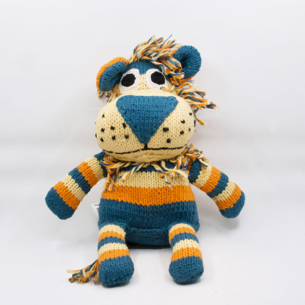 Lion stuffy in yellow, blue and orange
